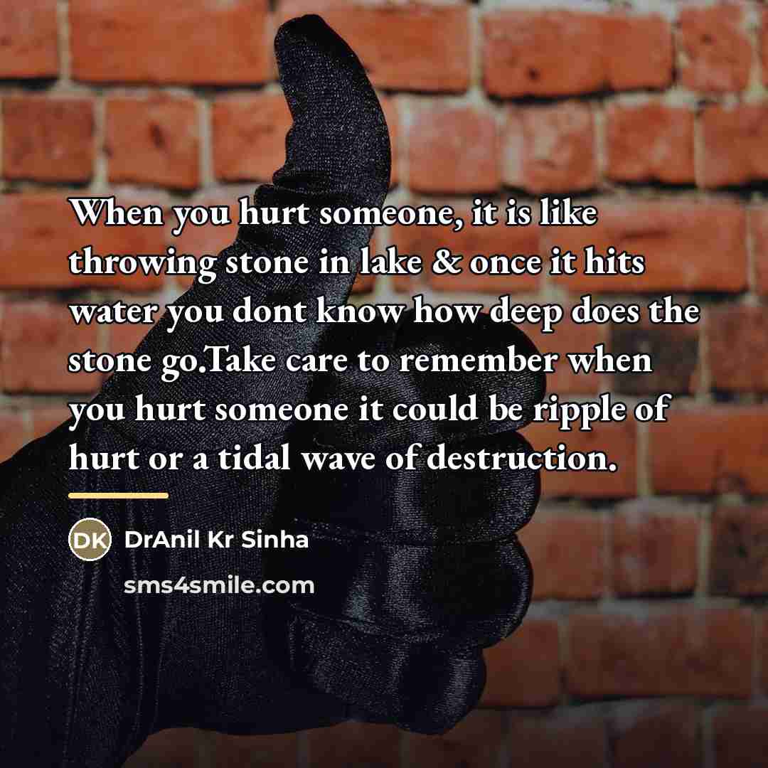 “When you hurt someone, it is like throwing stone in…” quote by DrAnil Kr Sinha
