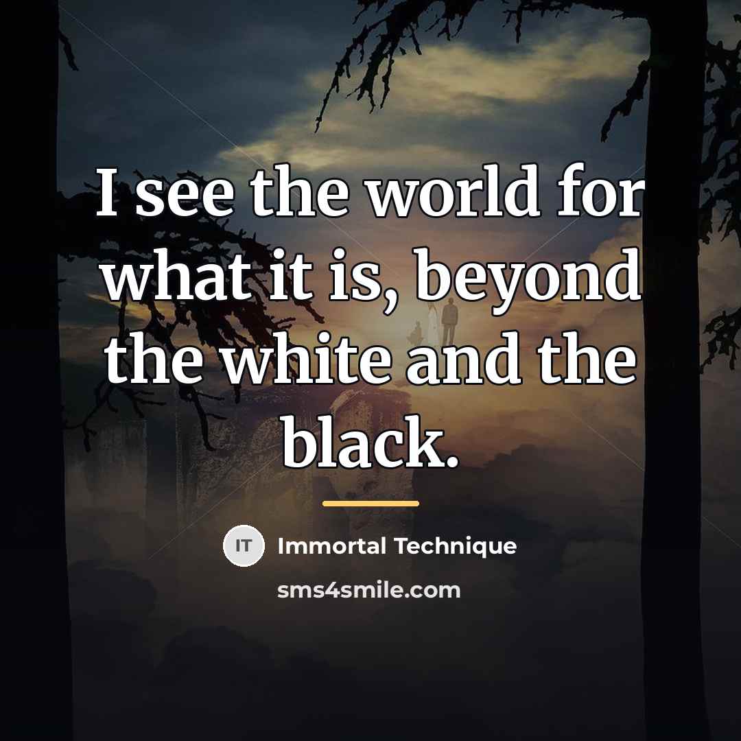 “I see the world for what it is, beyond the…” quote by Immortal Technique