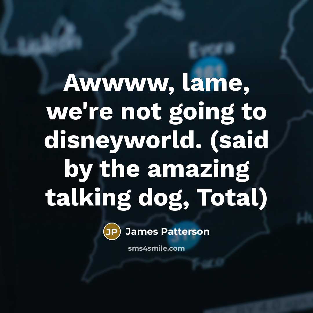 “Awwww, lame, we're not going to disneyworld. (said by the…” quote by James Patterson