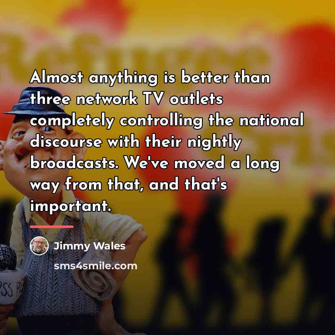 “Almost anything is better than three network TV outlets completely…” quote by Jimmy Wales