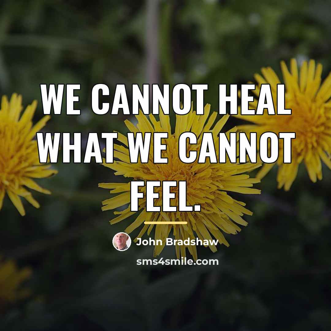 “We cannot heal what we cannot feel.…” quote by John Bradshaw