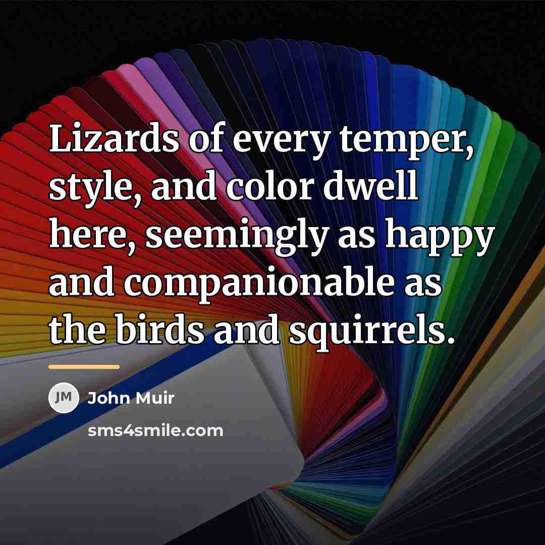 “Lizards of every temper, style, and color dwell here, seemingly…” quote by John Muir