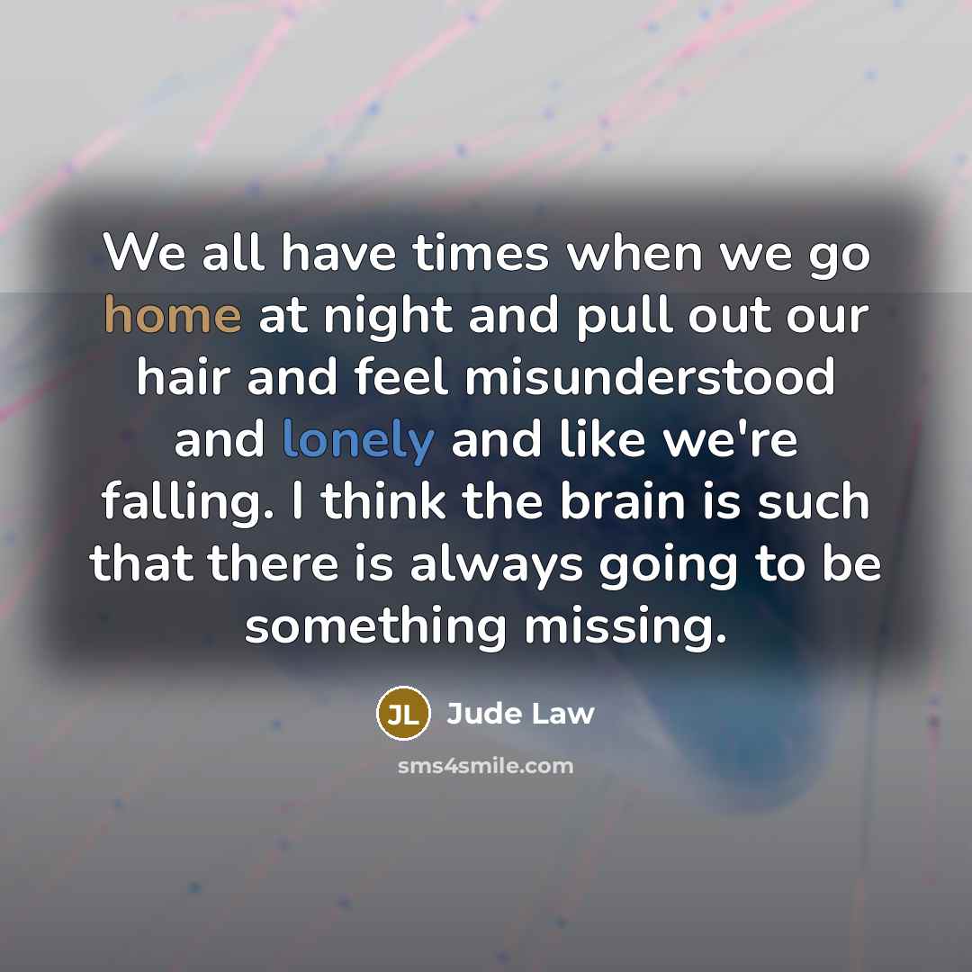“We all have times when we go home at night…” quote by Jude Law