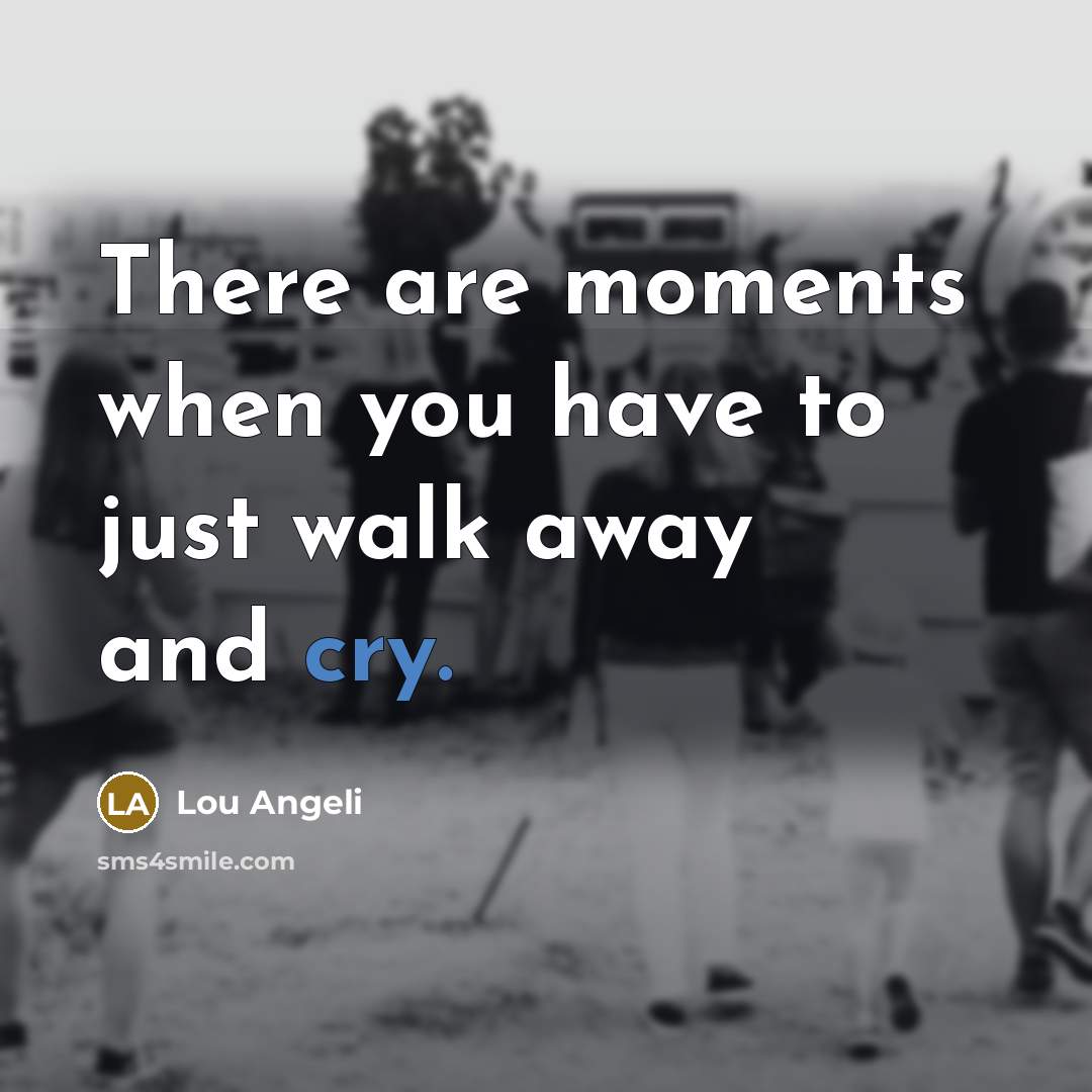 “There are moments when you have to just walk away and cry.” quote by Lou Angeli