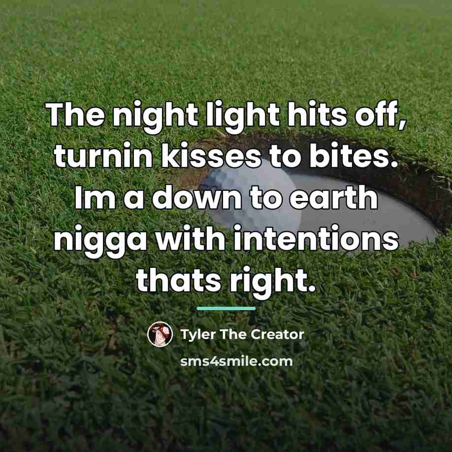 “The night light hits off, turnin kisses to bites. Im…” quote by Tyler The Creator