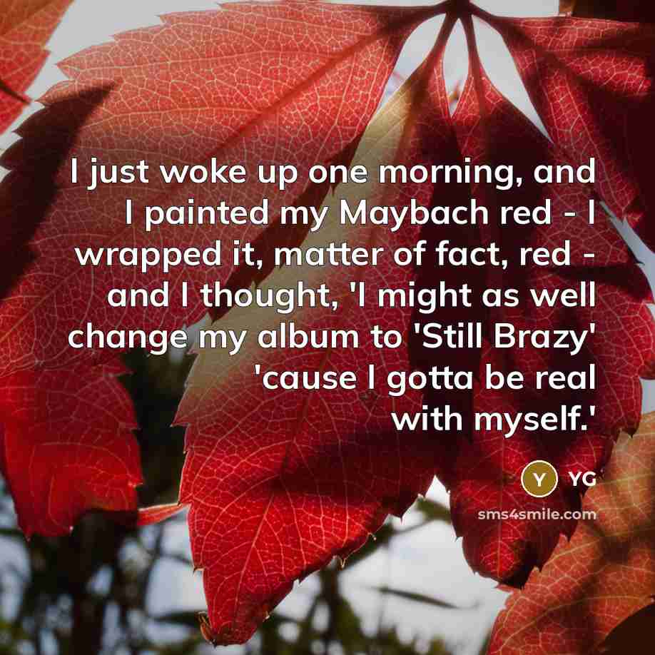 “I just woke up one morning, and I painted my…” quote by YG