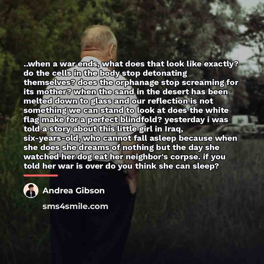 “..when a war ends, what does that look like exactly?…” quote by Andrea Gibson