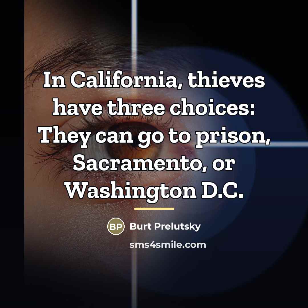 “In California, thieves have three choices: They can go to…” quote by Burt Prelutsky