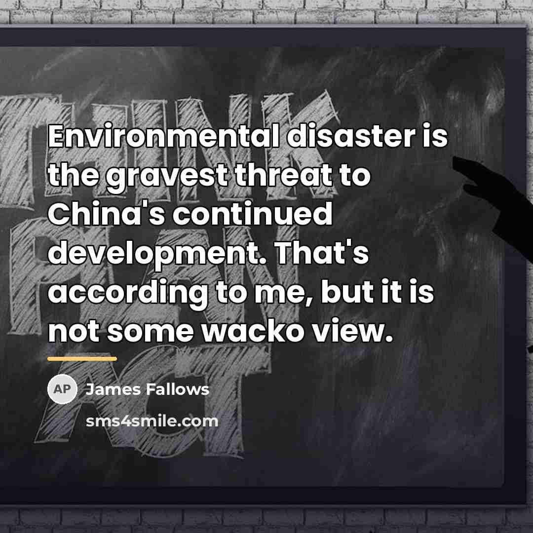 “Environmental disaster is the gravest threat to China's continued development.…” quote by James Fallows