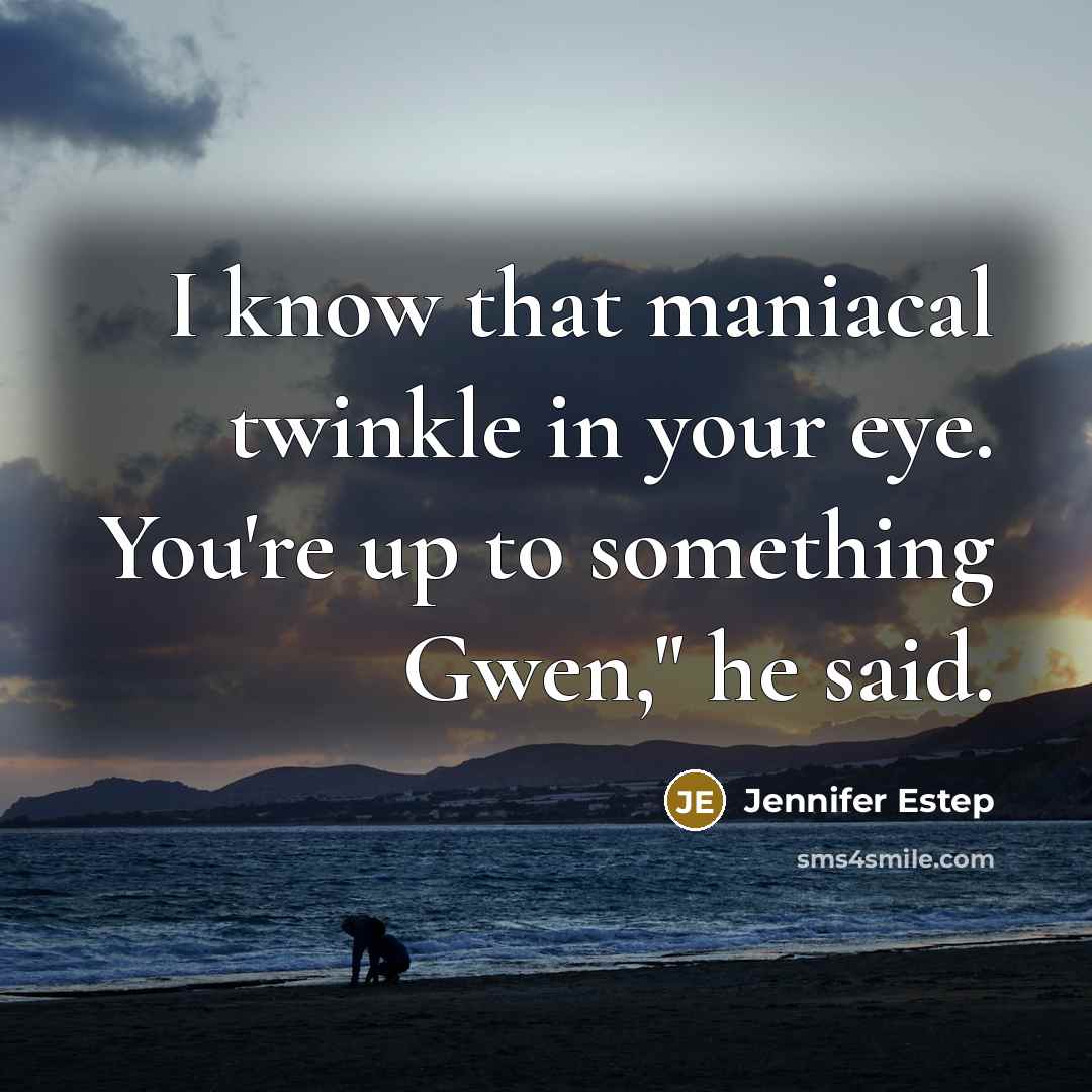 “I know that maniacal twinkle in your eye. You're up…” quote by Jennifer Estep
