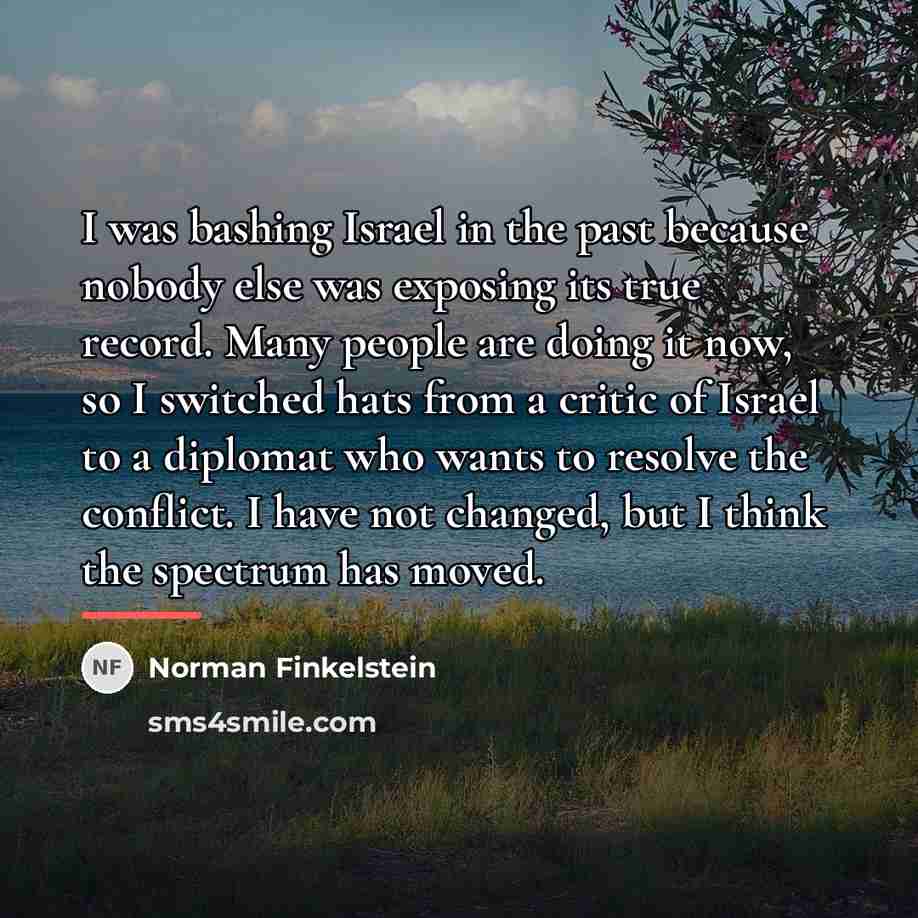 “I was bashing Israel in the past because nobody else…” quote by Norman Finkelstein