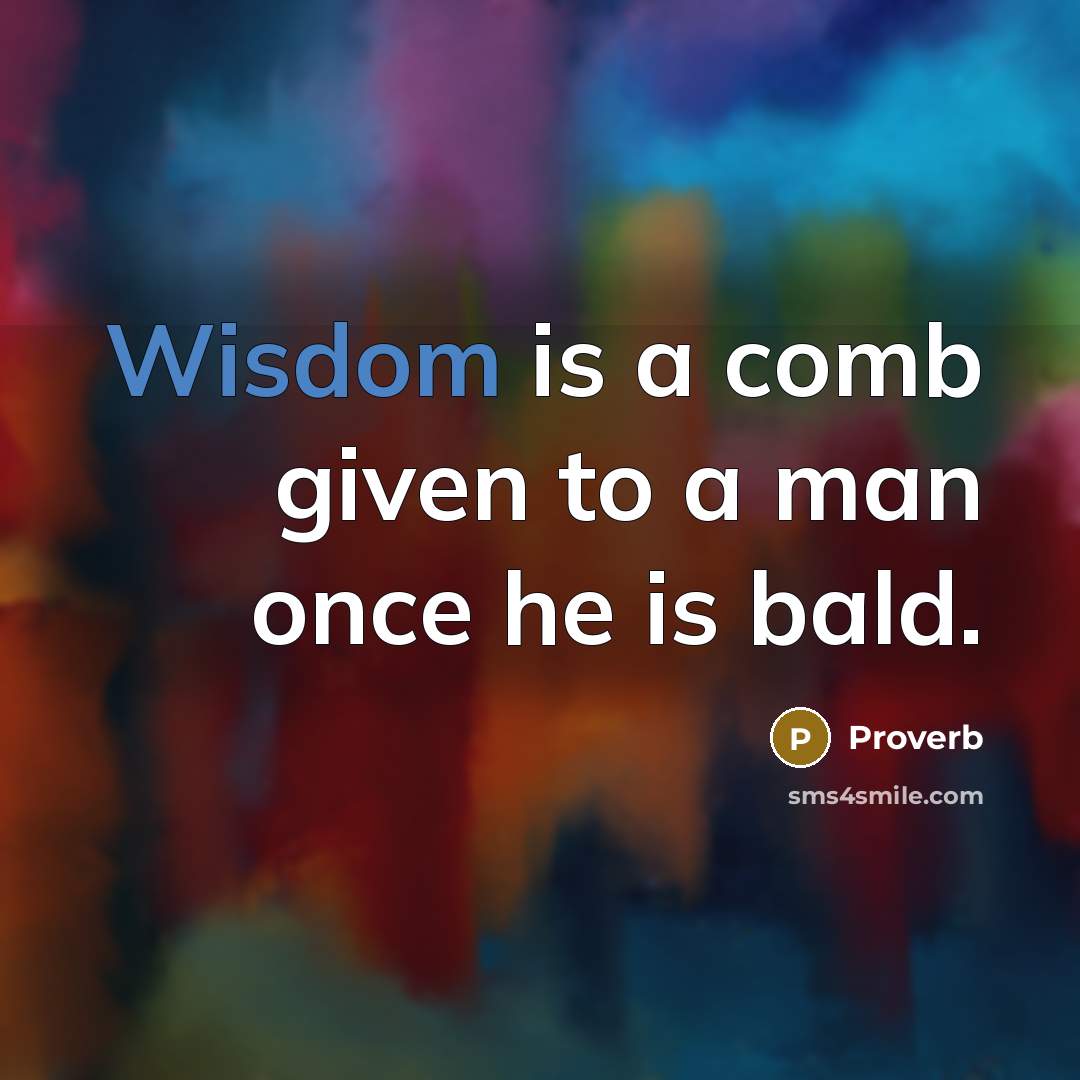 “Wisdom is a comb given to a man once he…” quote by Proverb
