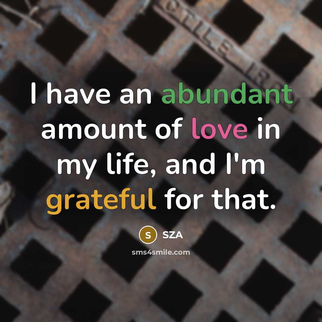 “I have an abundant amount of love in my life,…” quote by SZA