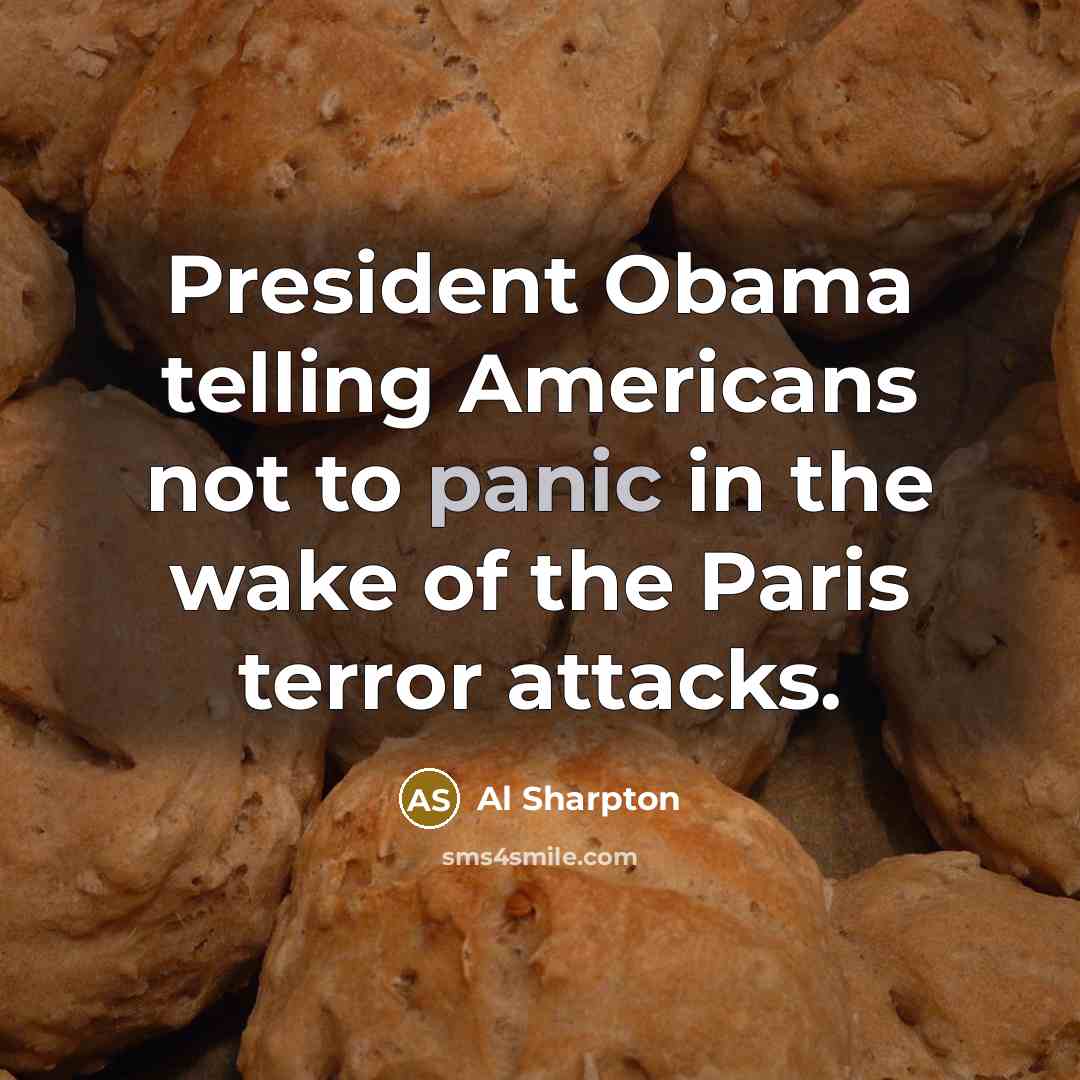 “President Obama telling Americans not to panic in the wake…” quote by Al Sharpton
