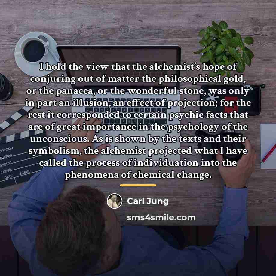 “I hold the view that the alchemist’s hope of conjuring…” quote by Carl Jung