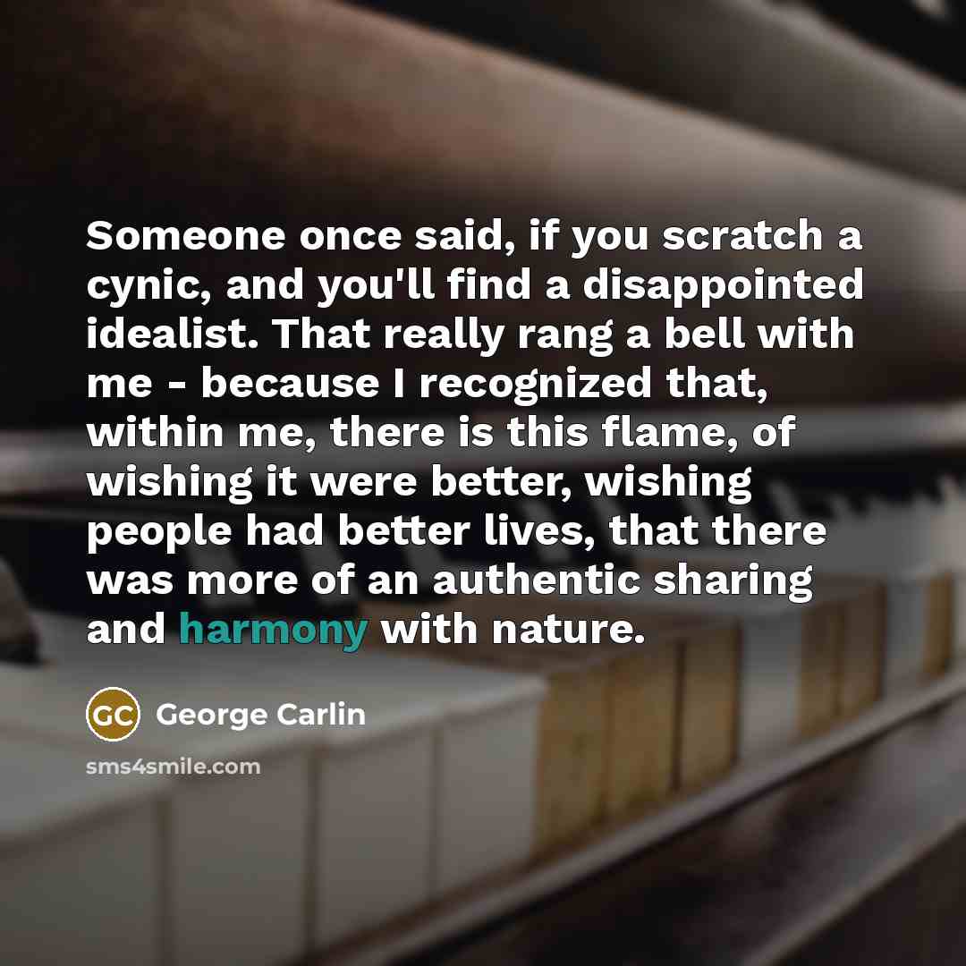 “Someone once said, if you scratch a cynic, and you'll…” quote by George Carlin