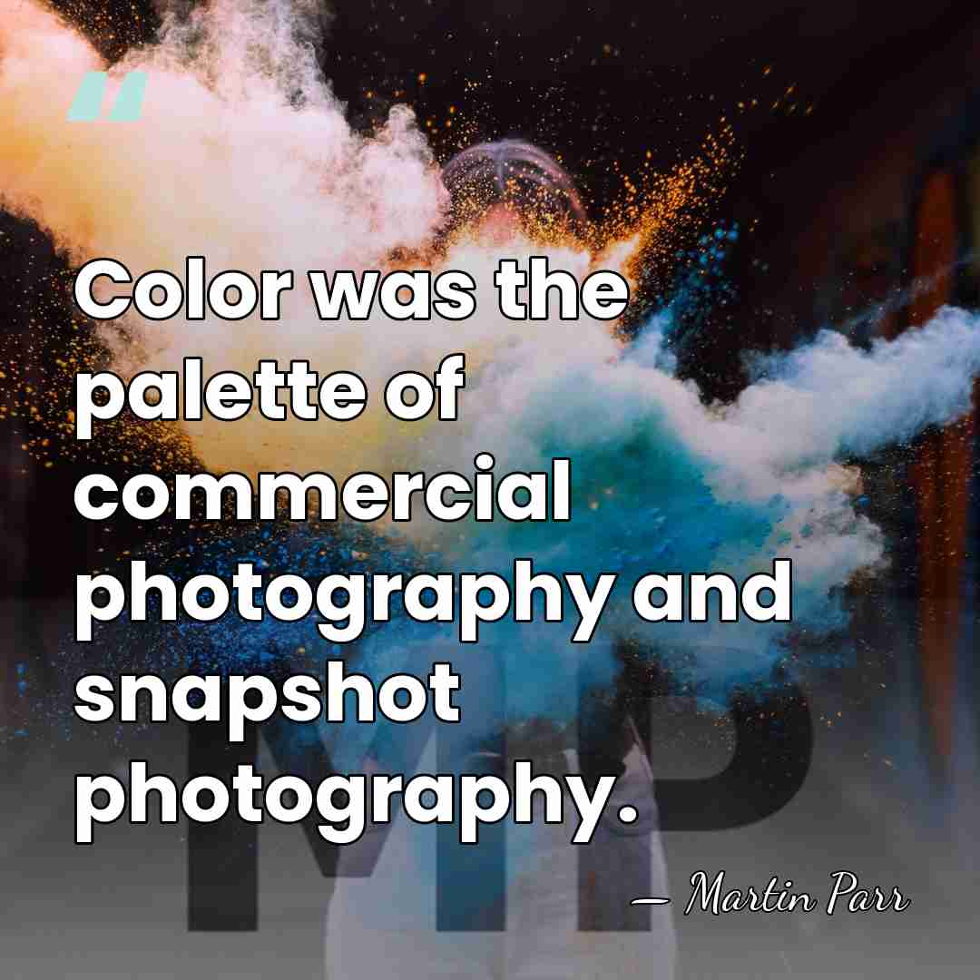 Color was the palette of commercial photography and snapshot photography. - Martin Parr