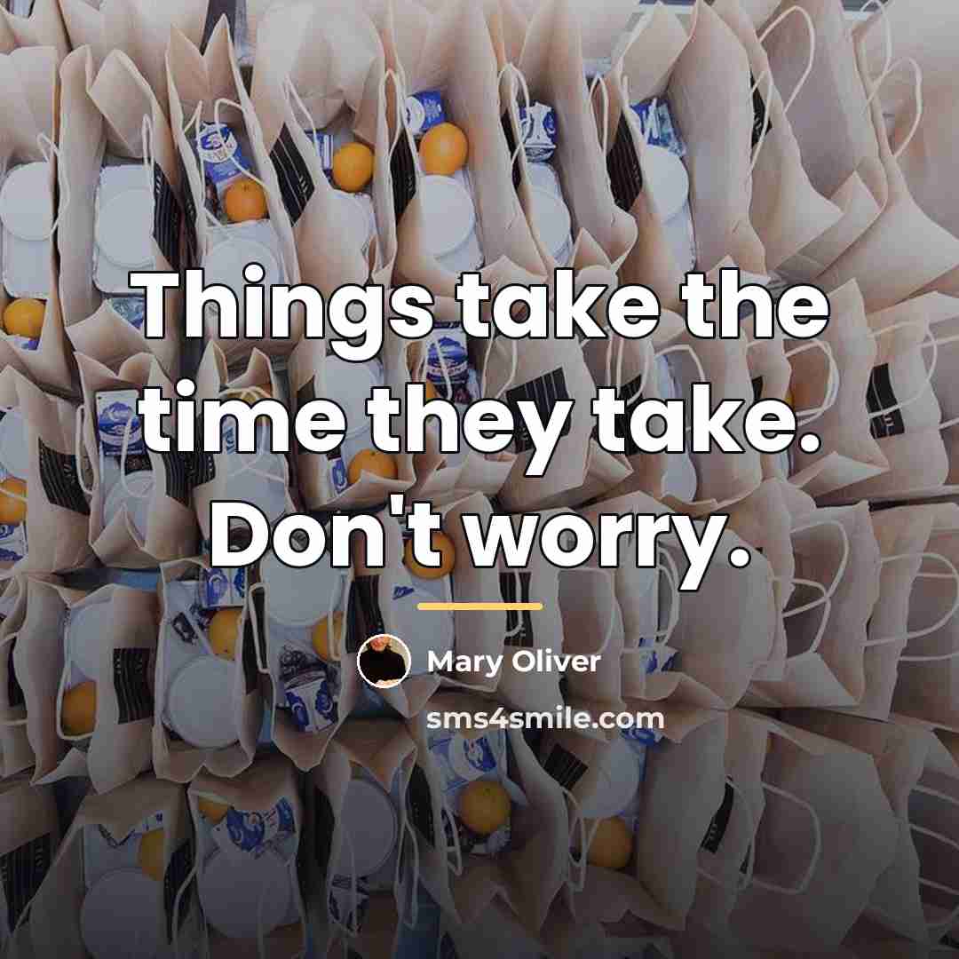 “Things take the time they take. Don't worry.…” quote by Mary Oliver