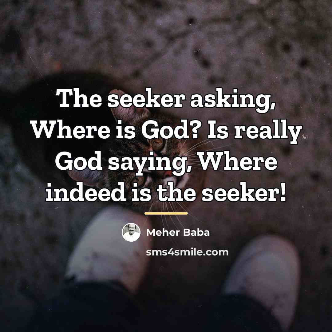 “The seeker asking, Where is God? Is really God saying,…” quote by Meher Baba
