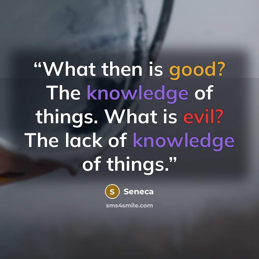 “What then is good? The knowledge of things. What is evil? The lack of knowledge of things.” quote by Seneca