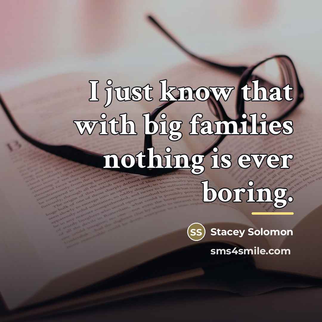 “I just know that with big families nothing is ever…” quote by Stacey Solomon