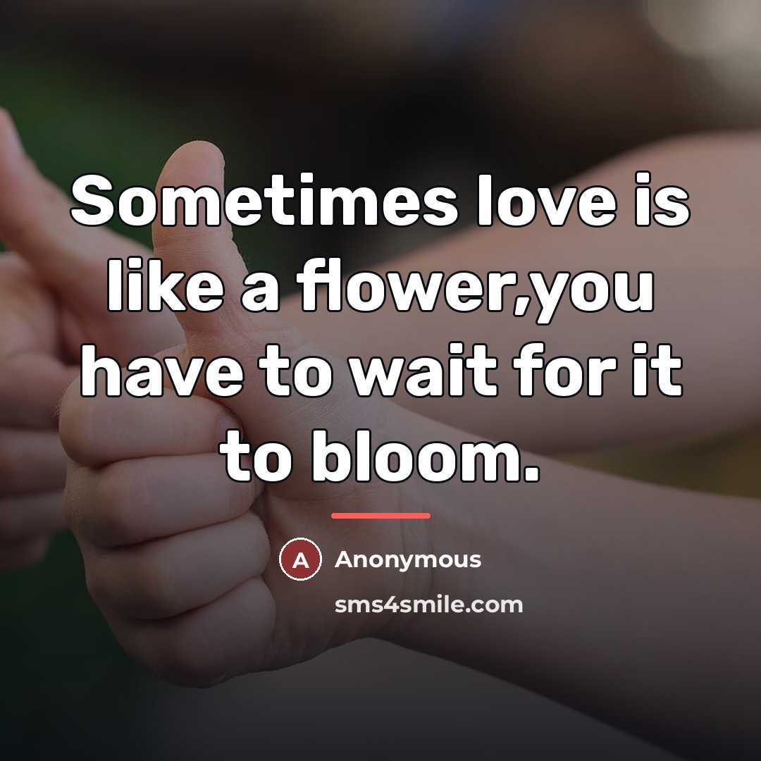 “Sometimes love is like a flower,you have to wait for…” quote by Anonymous