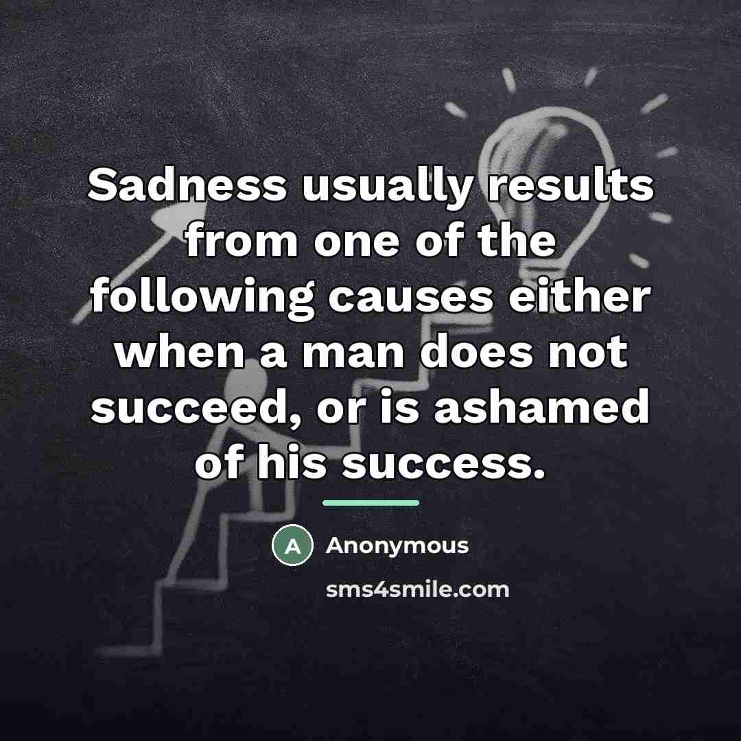 “Sadness usually results from one of the following causes either…” quote by Anonymous