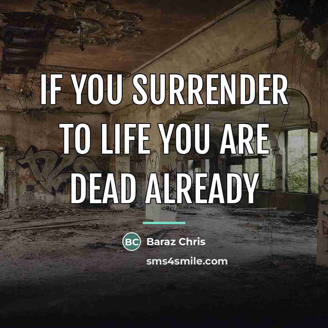 “If you surrender to life you are dead already…” quote by Baraz Chris