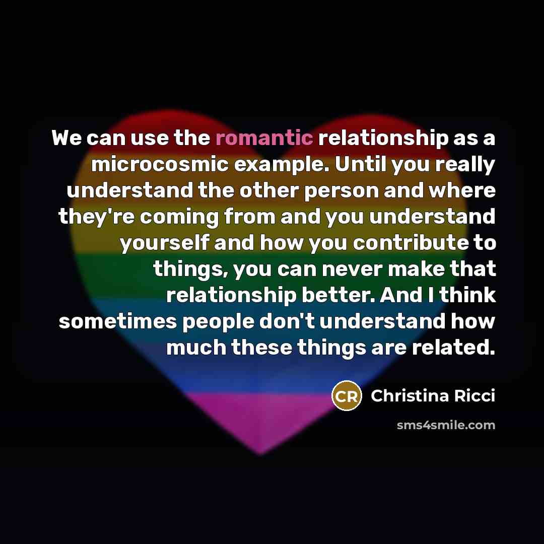 “We can use the romantic relationship as a microcosmic example.…” quote by Christina Ricci