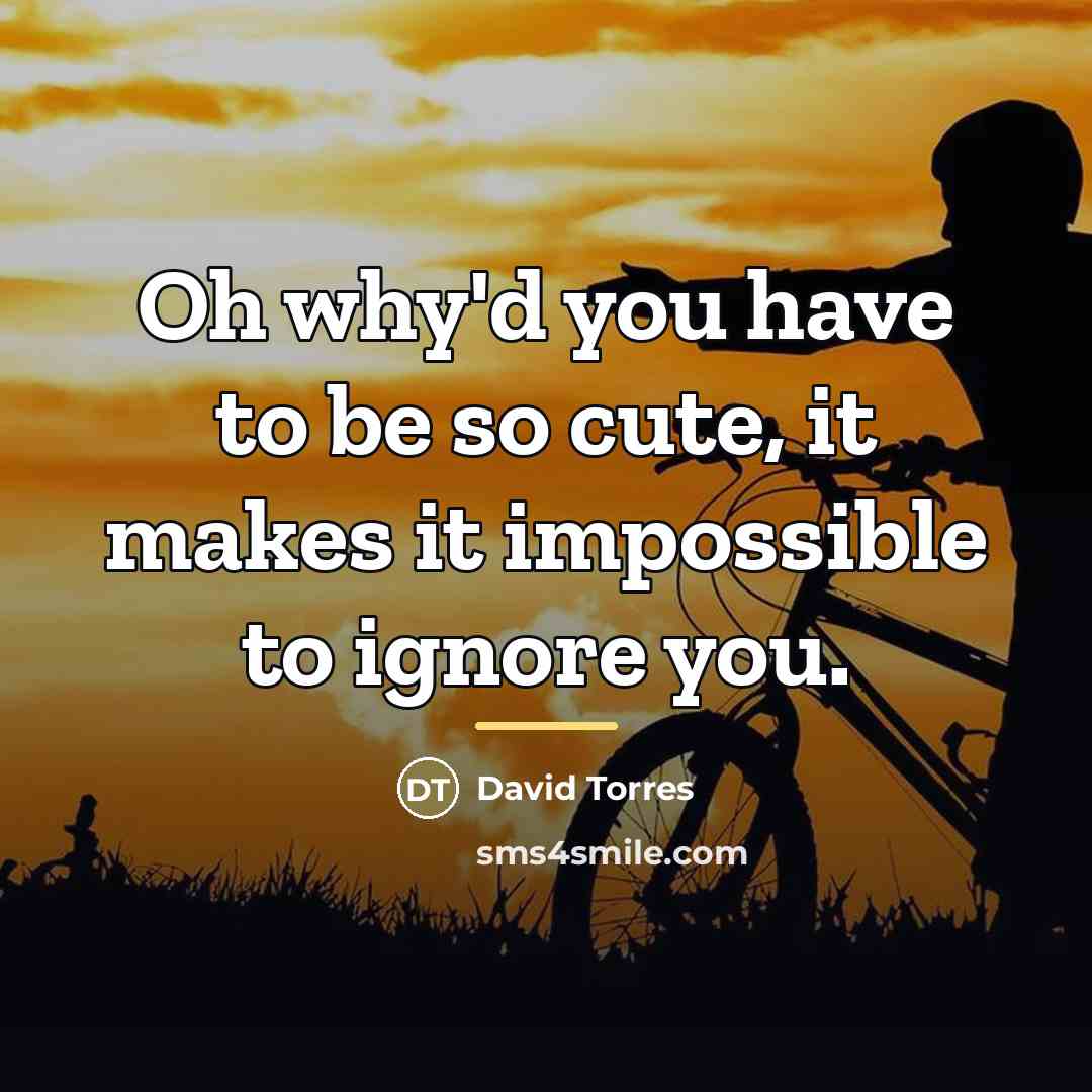 “Oh why'd you have to be so cute, it makes…” quote by David Torres