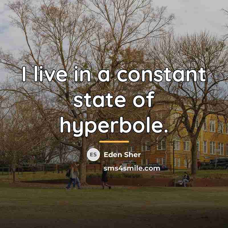 “I live in a constant state of hyperbole.…” quote by Eden Sher