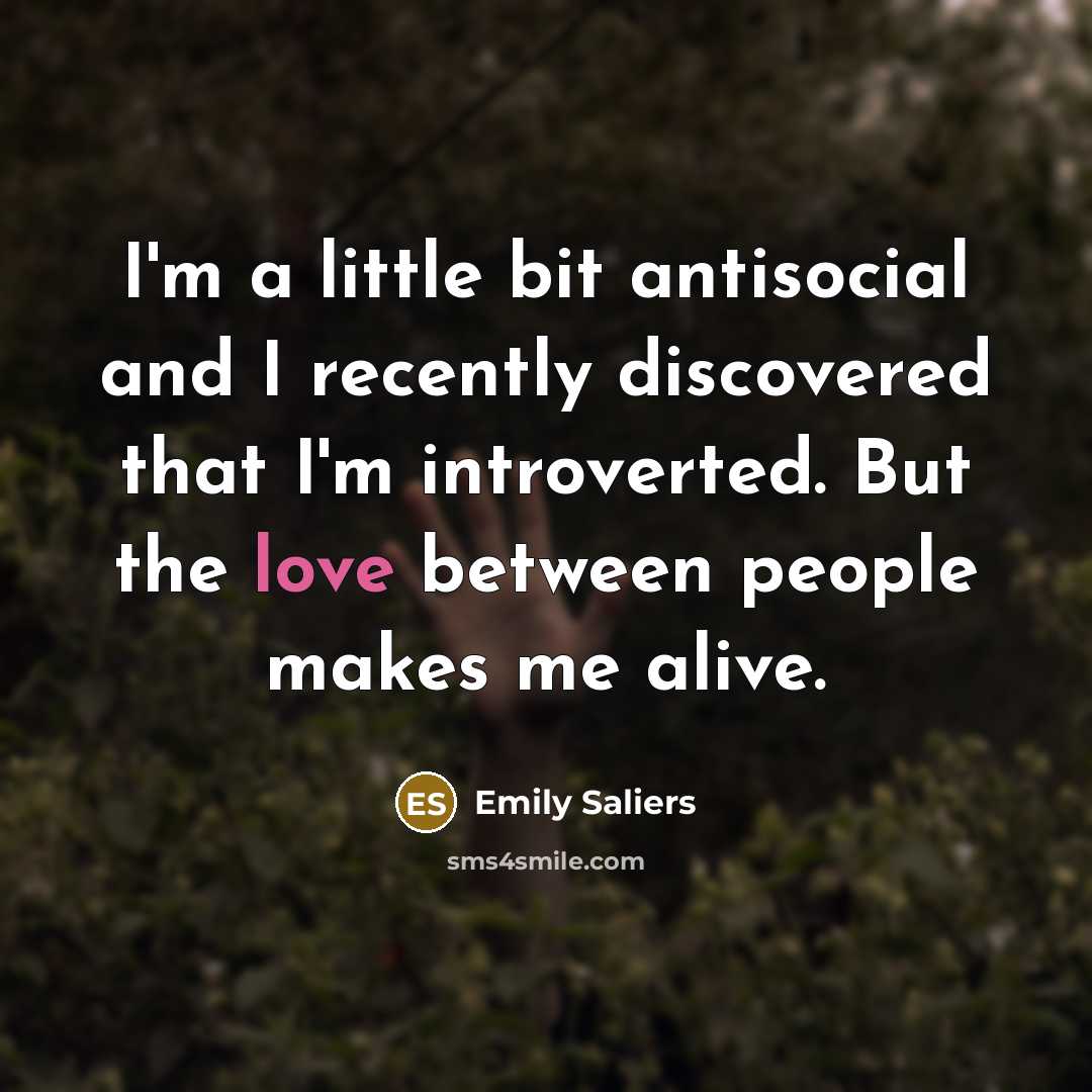 “I'm a little bit antisocial and I recently discovered that…” quote by Emily Saliers