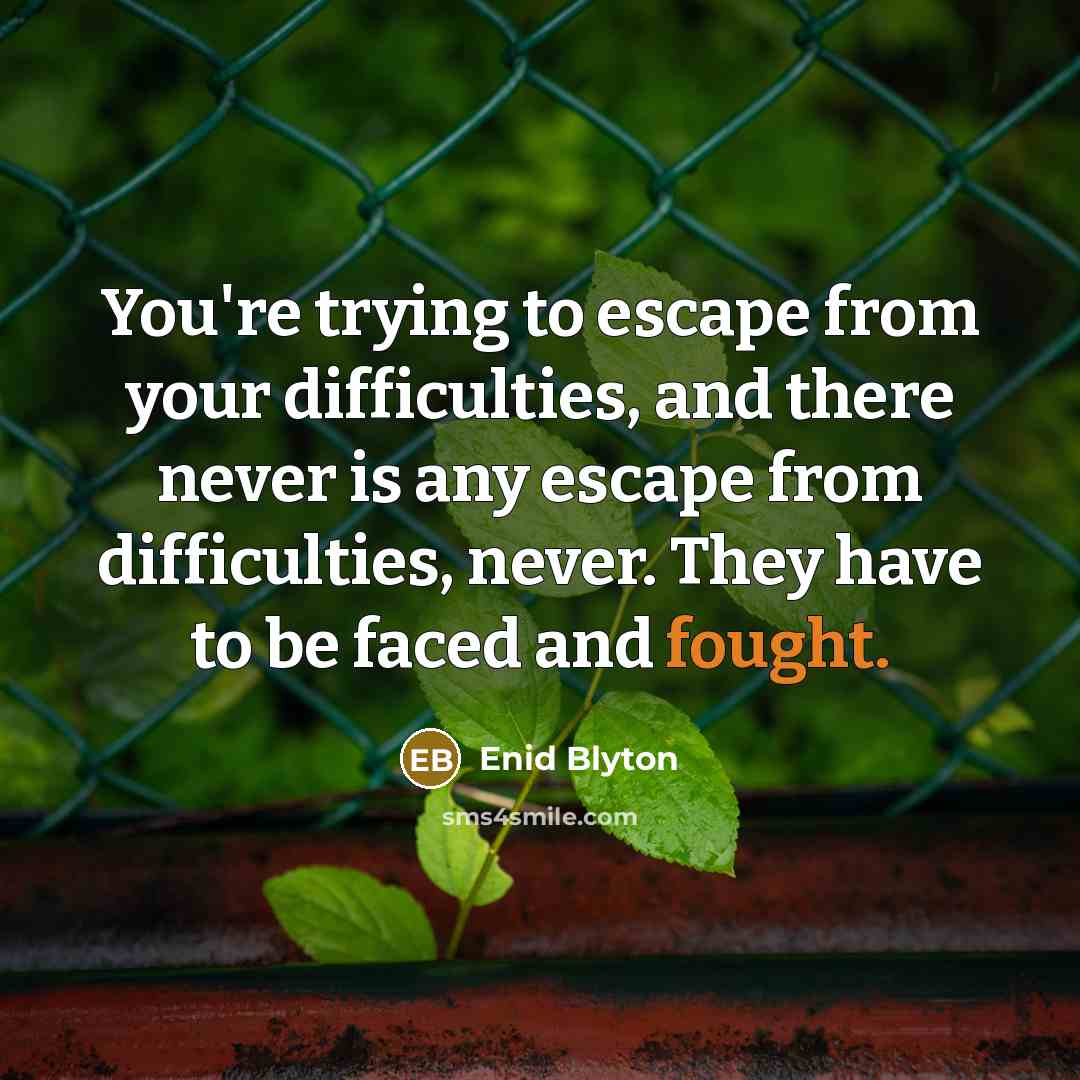 “You're trying to escape from your difficulties, and there never…” quote by Enid Blyton