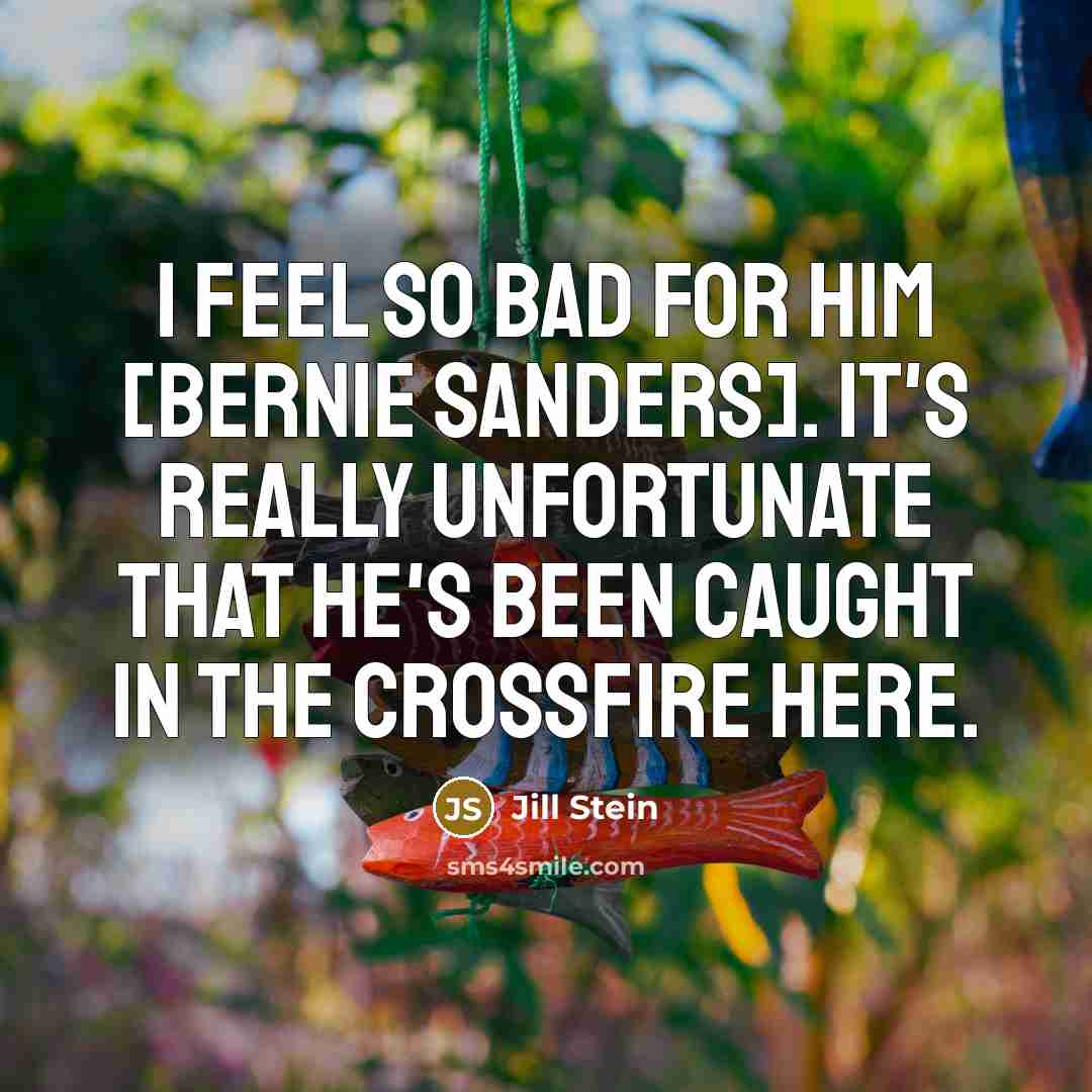 “I feel so bad for him [Bernie Sanders]. It's really unfortunate that he's been caught in the crossfire here.” quote by Jill Stein