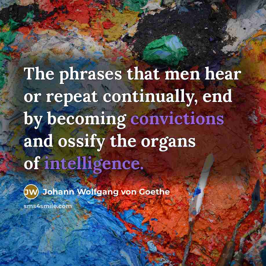 “The phrases that men hear or repeat continually, end by…” quote by Johann Wolfgang von Goethe