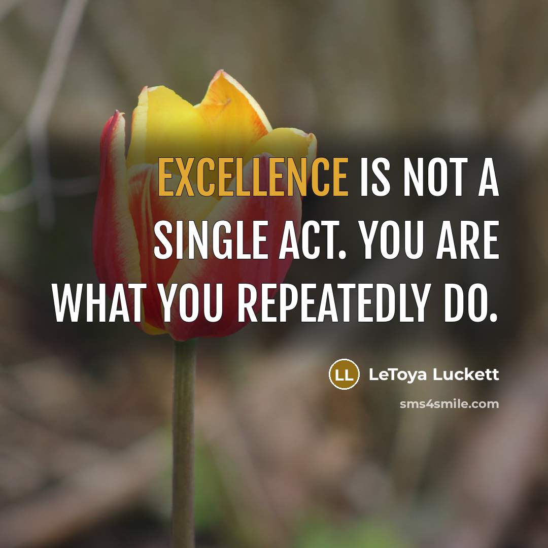 “Excellence is not a single act. You are what you…” quote by LeToya Luckett