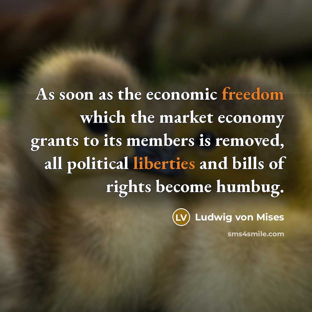 “As soon as the economic freedom which the market economy…” quote by Ludwig von Mises