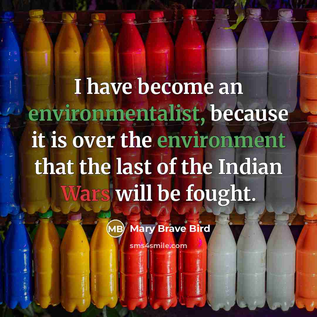 “I have become an environmentalist, because it is over the environment that the last of the Indian Wars will be fought.” quote by Mary Brave Bird