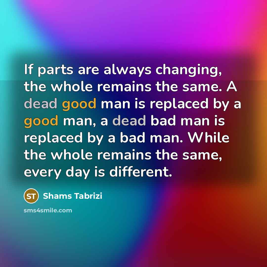 “If parts are always changing, the whole remains the same.…” quote by Shams Tabrizi