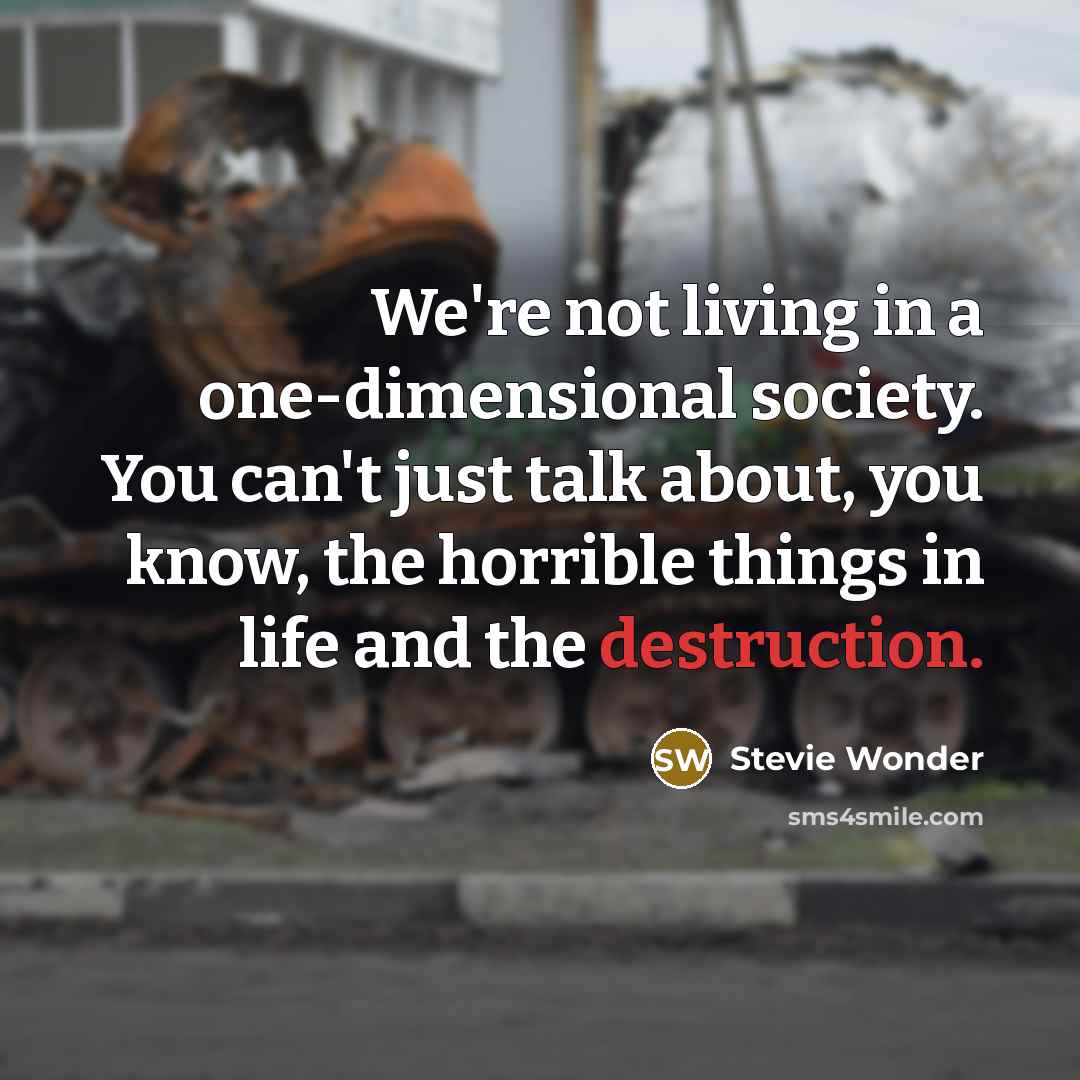 “We're not living in a one-dimensional society. You can't just…” quote by Stevie Wonder