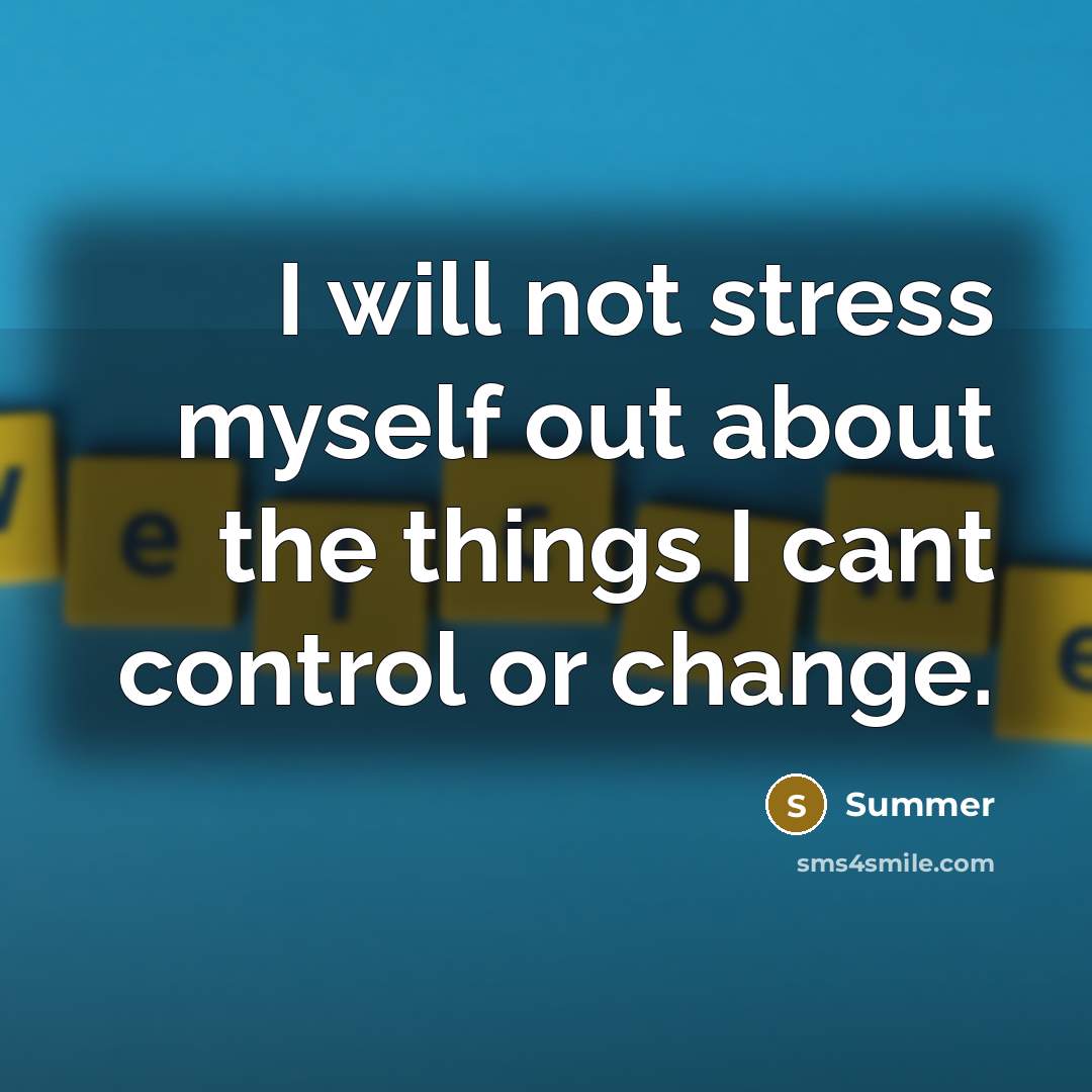 “I will not stress myself out about the things I…” quote by Summer