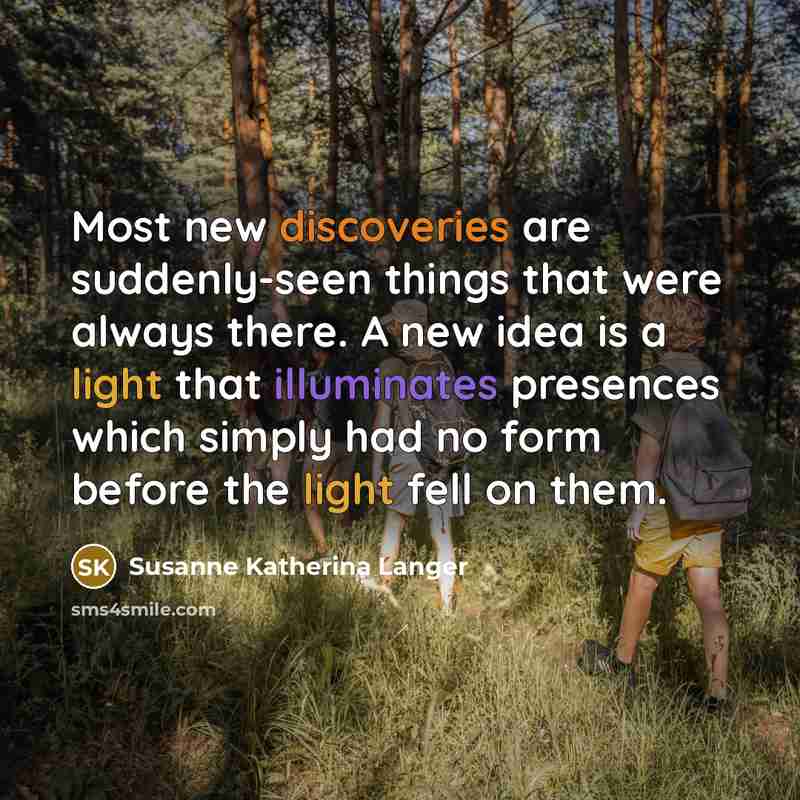 “Most new discoveries are suddenly-seen things that were always there.…” quote by Susanne Katherina Langer