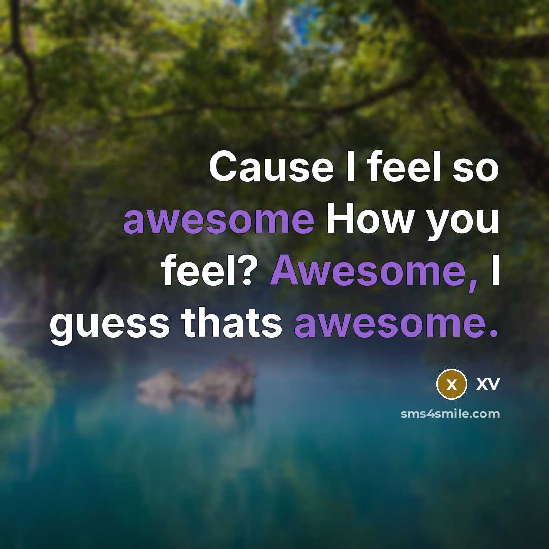 “Cause I feel so awesome How you feel? Awesome, I guess thats awesome.” quote by XV