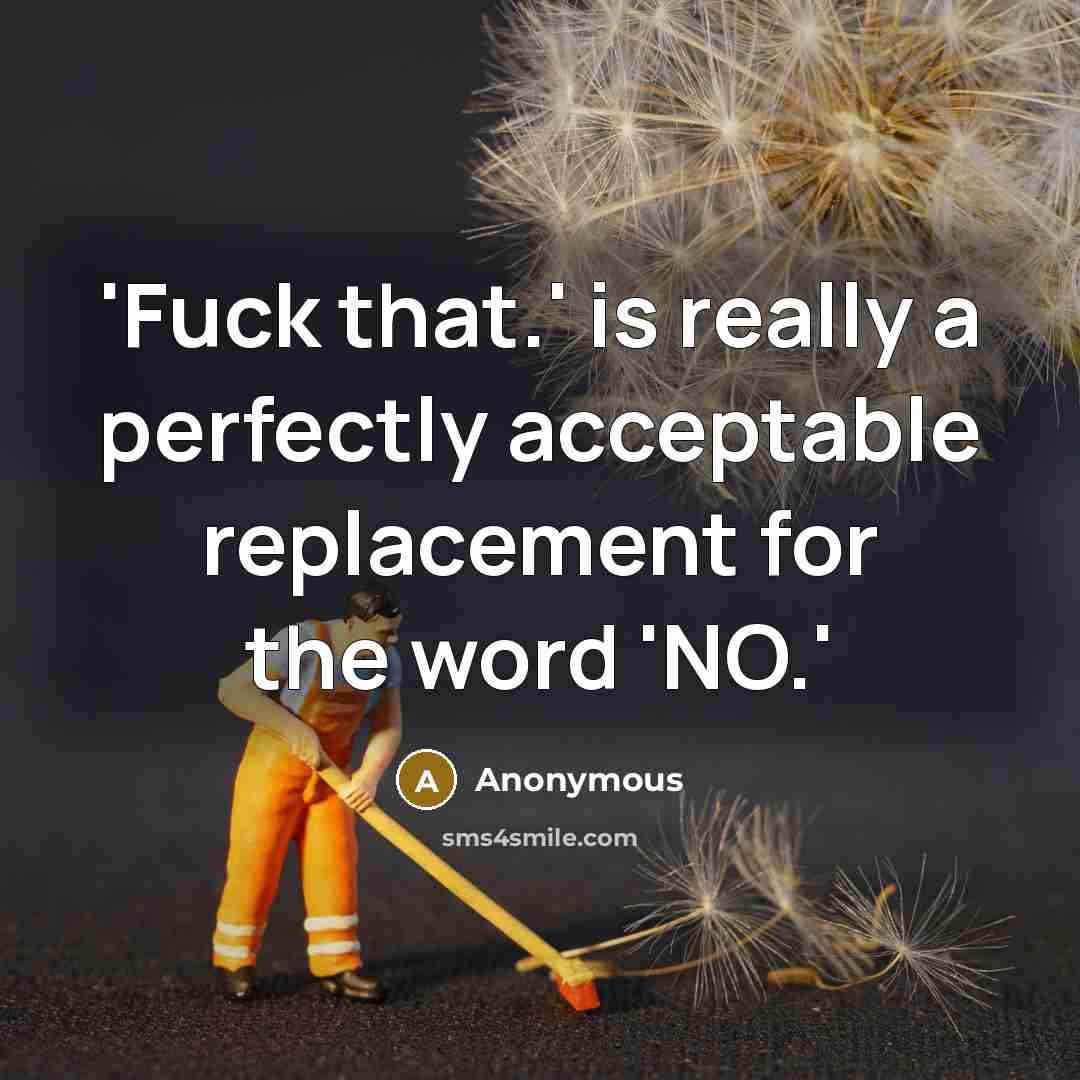 “'Fuck that.' is really a perfectly acceptable replacement for the word 'NO.'” quote by Anonymous