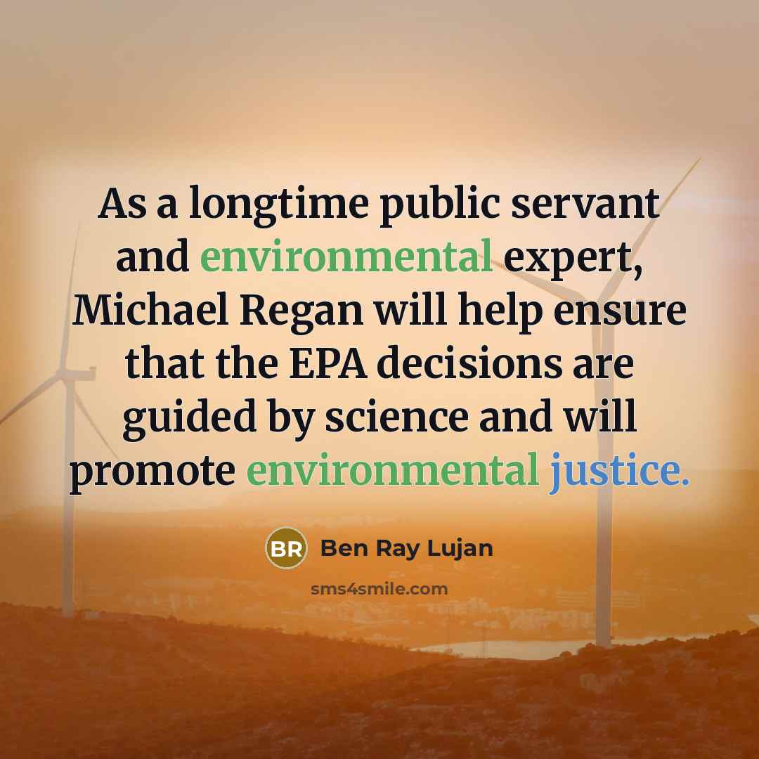 “As a longtime public servant and environmental expert, Michael Regan…” quote by Ben Ray Lujan
