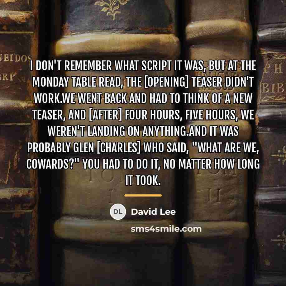 “I don't remember what script it was, but at the…” quote by David Lee