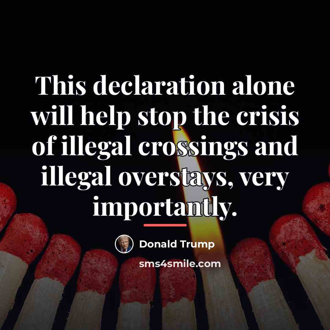 “This declaration alone will help stop the crisis of illegal…” quote by Donald Trump