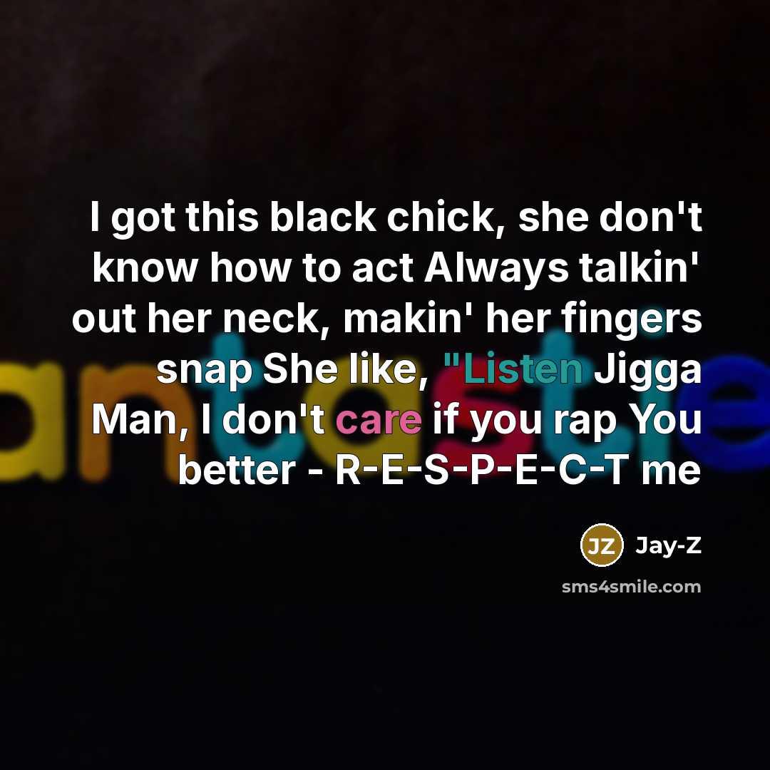 “I got this black chick, she don't know how to…” quote by Jay-Z