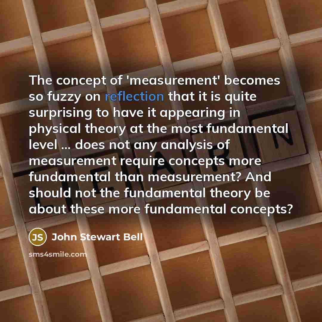 “The concept of 'measurement' becomes so fuzzy on reflection that…” quote by John Stewart Bell
