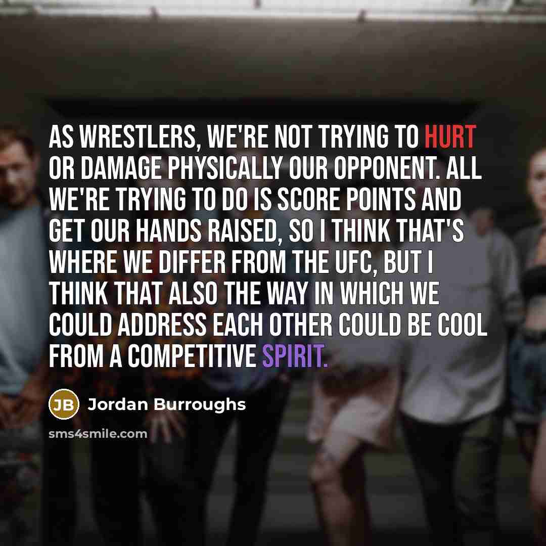 “As wrestlers, we're not trying to hurt or damage physically…” quote by Jordan Burroughs